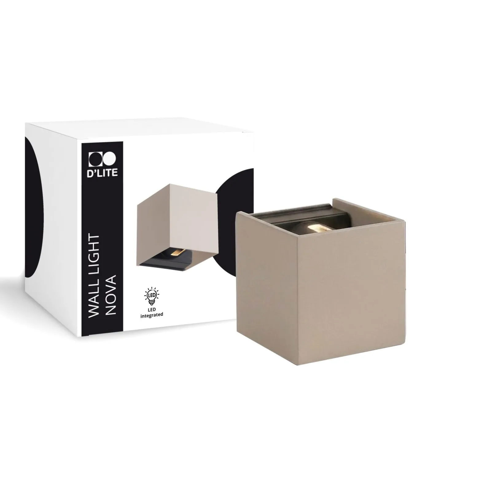 D'Lite Vägglampa Nova Beige Up & Down 4.9W 480lm - 830 Varm Vit | IP54 - Justerbar strålvinkel