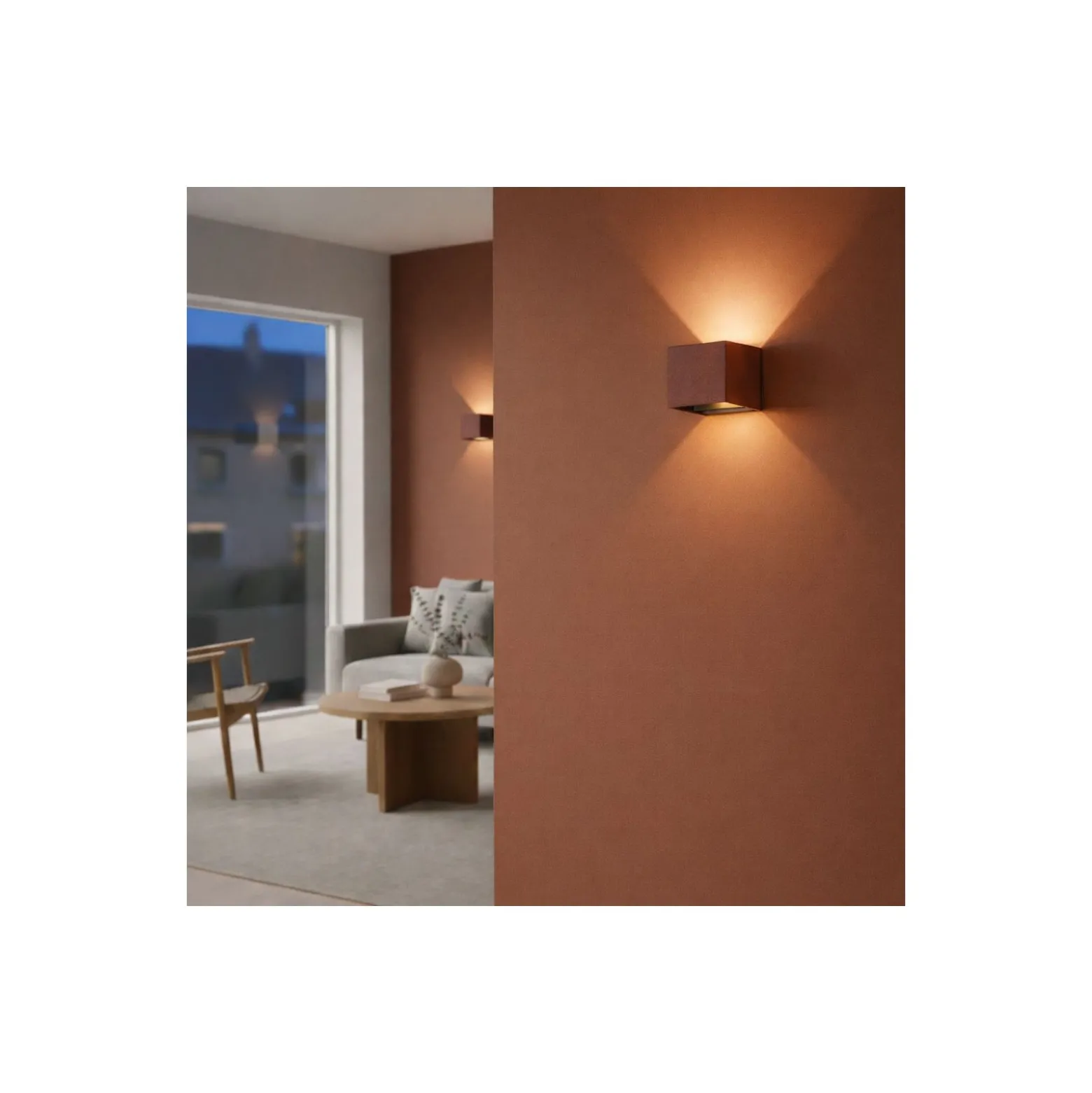 D'Lite Vägglampa Nova Rust Up & Down 4.9W 480lm - 830 Varm Vit | IP54 - Justerbar strålvinkel