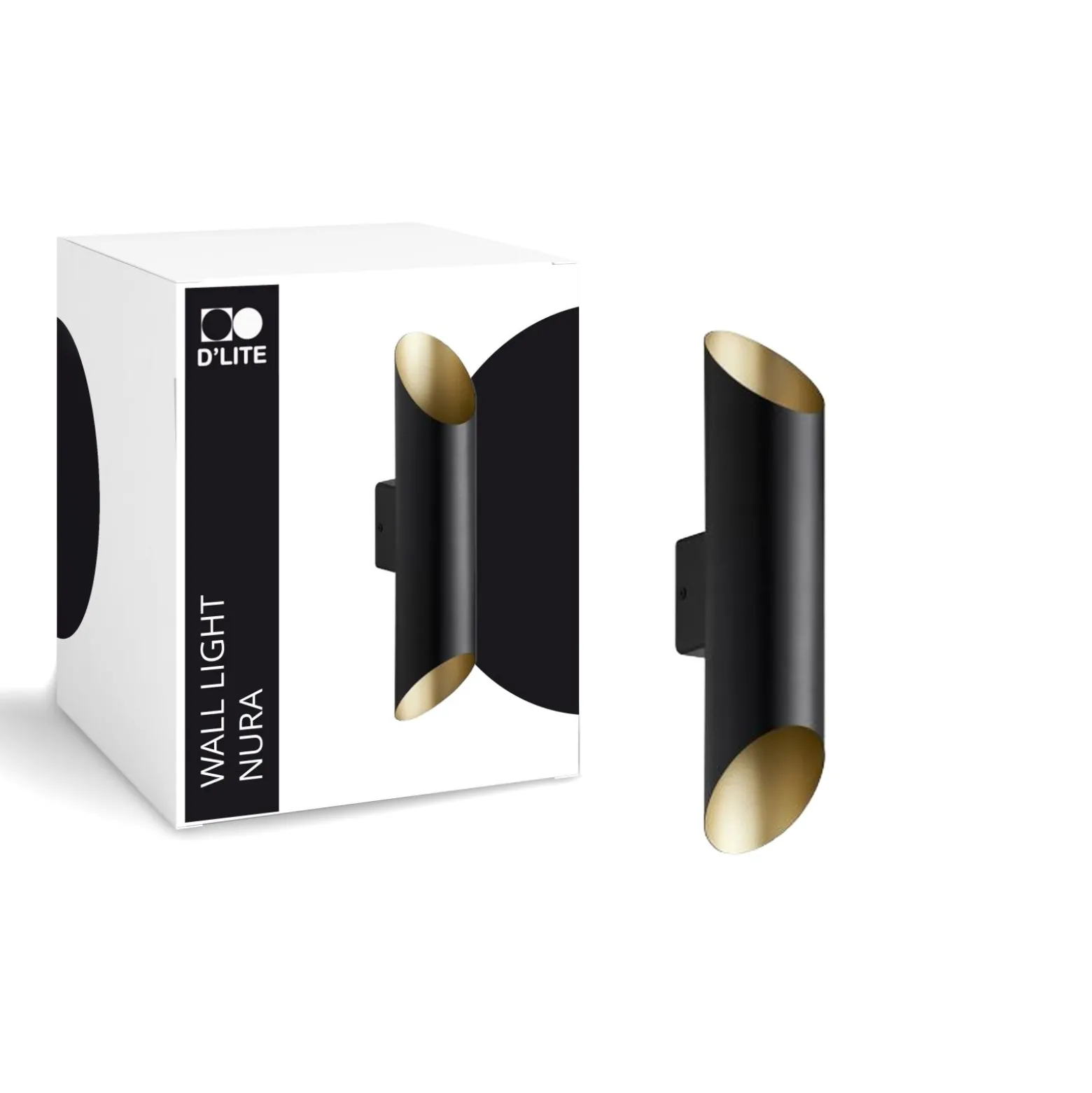 D'Lite Vägglampa Nura Svart Up & Down 7W 250lm - 830 Varm Vit | IP44