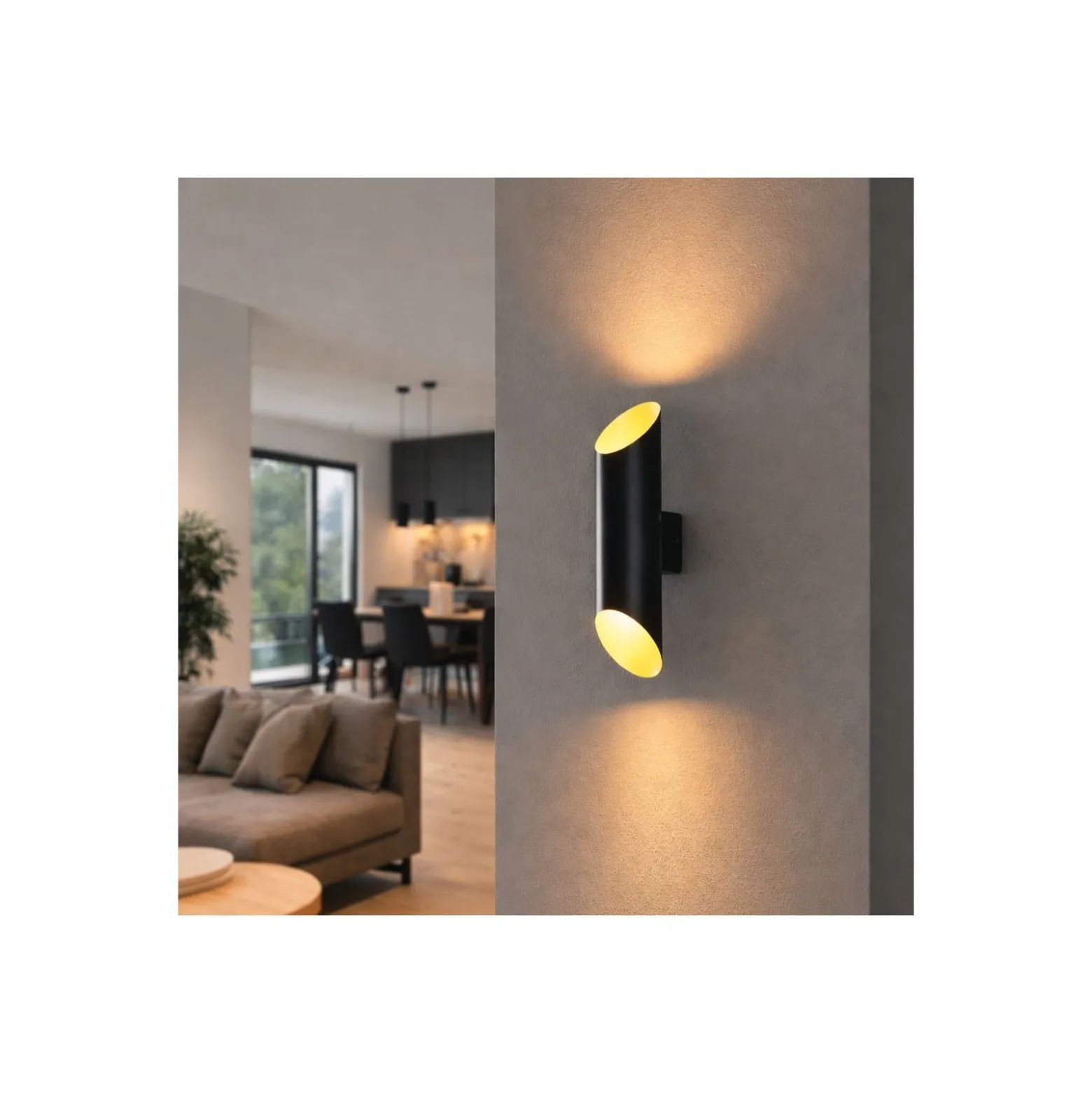 D'Lite Vägglampa Nura Svart Up & Down 7W 250lm - 830 Varm Vit | IP44