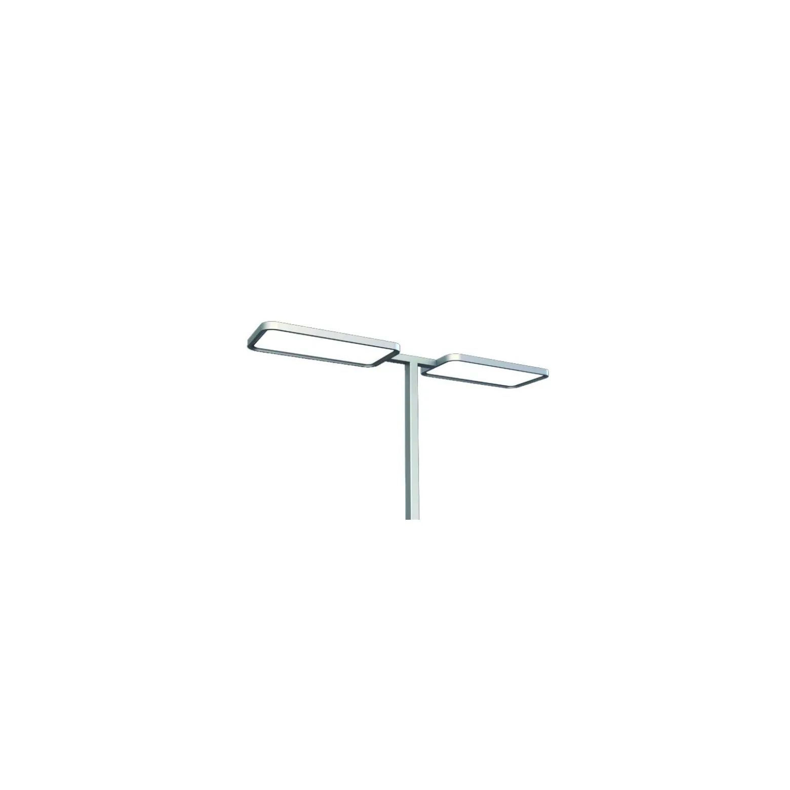 Dotlux LED Golvlampa Studio Butler Duo Dubbel Head Silver 160W 17600lm - 840 Kallvit | UGR <19 - 1-10V Dimbar - Rörelsesensor