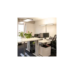 Dotlux LED Golvlampa Studio Butler Duo Dubbel Head Silver 160W 17600lm - 840 Kallvit | UGR <19 - 1-10V Dimbar - Rörelsesensor