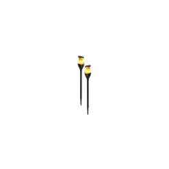 Dubbelpack 2x Interlight Spik Ljus Solar Trädgård Torch Svart 1W 40lm - 816 Extra Varm Vit | incl. Batteri