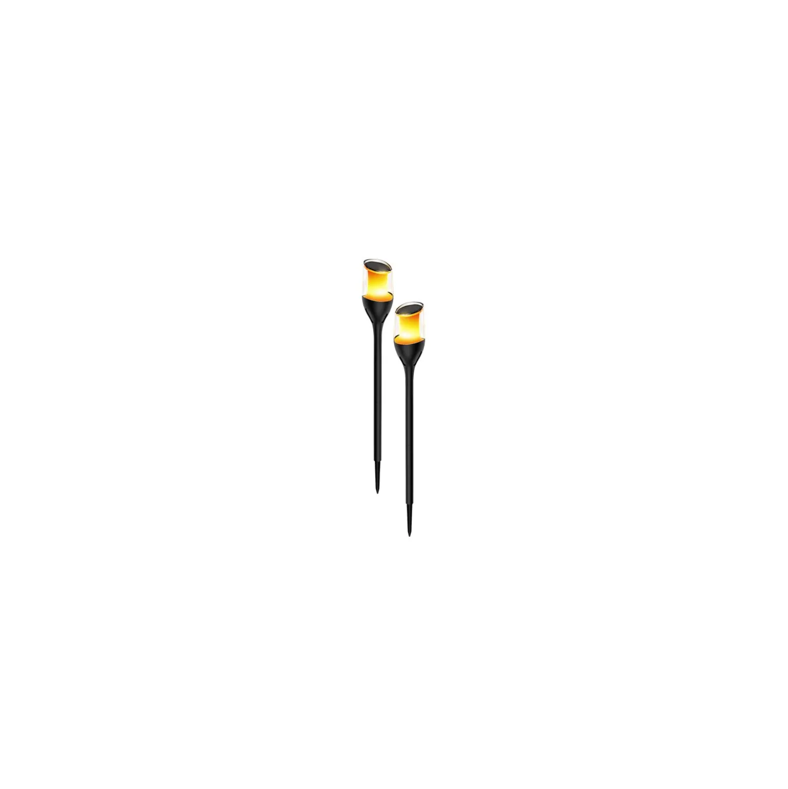 Dubbelpack 2x Interlight Spik Ljus Solar Trädgård Torch Svart 1W 40lm - 816 Extra Varm Vit | incl. Batteri