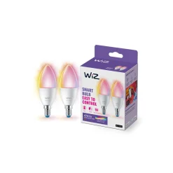 Dubbelpack 2x WiZ Smart LED E14 Kronljus Matt 5W 470lm | Bästa Färgåtergivning - Dimbar - Ersättare 40W