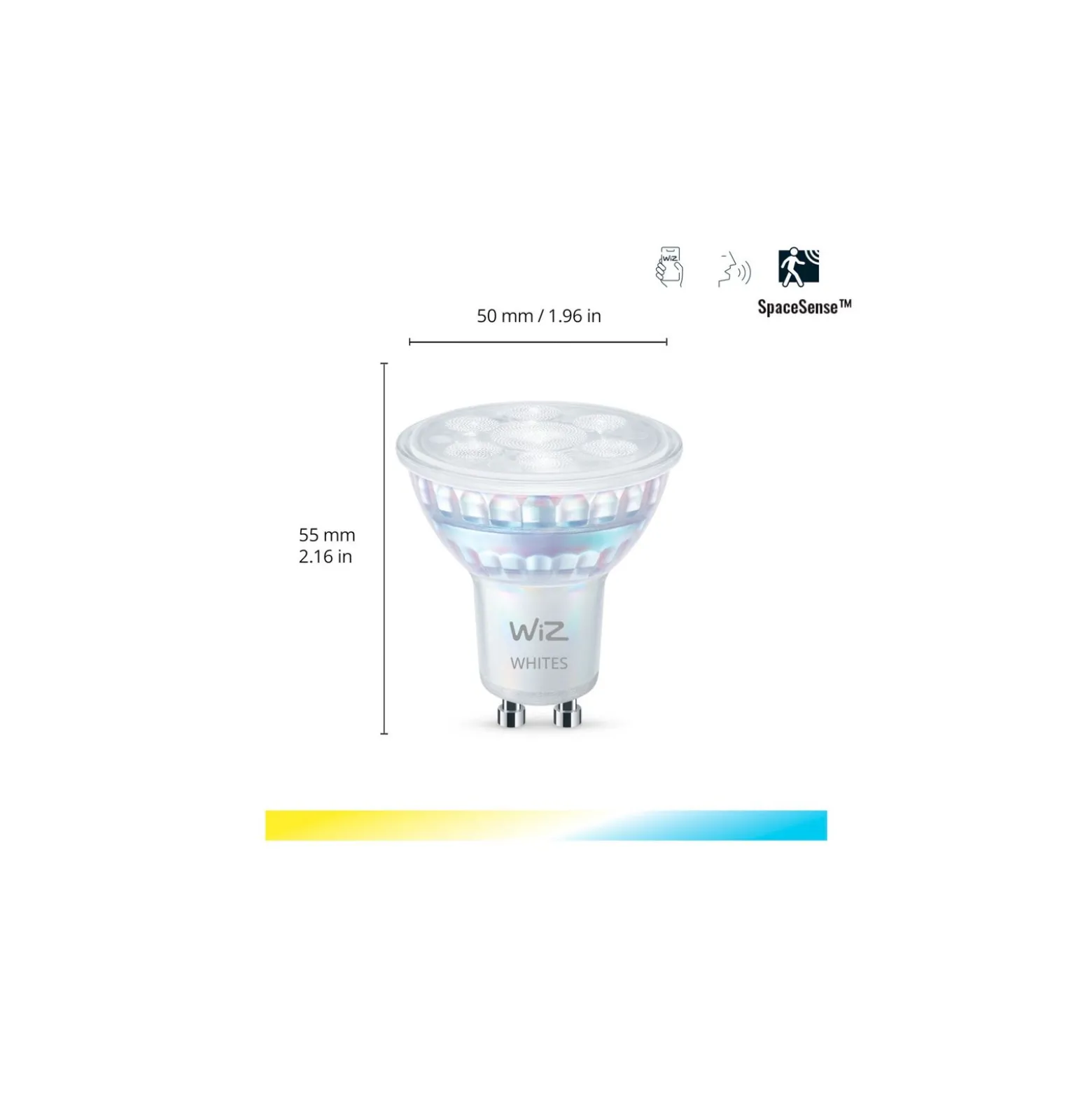 Dubbelpack 2x WiZ Smart LED Spot GU10 PAR16 5W 400lm 36D | Bästa Färgåtergivning - Dimbar - Ersättare 50W