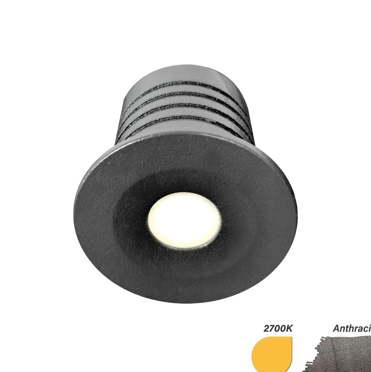 EcoDim Infälld Spot Mini Antracit 2.5W 155lm 30D - 827 Extra Varm Vit | 35mm - Utskärning 28mm - IP67 - Dimbar