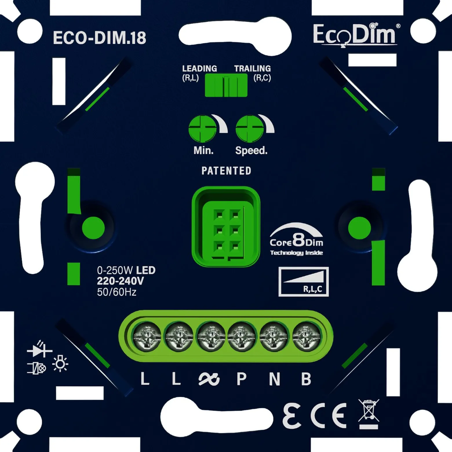 EcoDim.18 LED Dimmer Touch 0-250W(RLC) + EcoDim.20 Unit