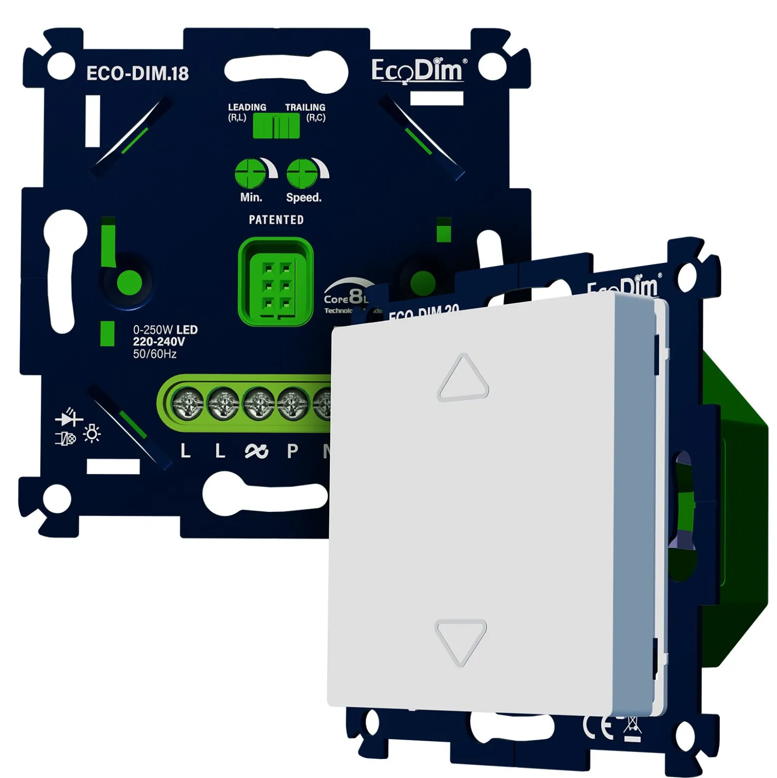 EcoDim.18 LED Dimmer Touch 0-250W(RLC) + EcoDim.20 Unit