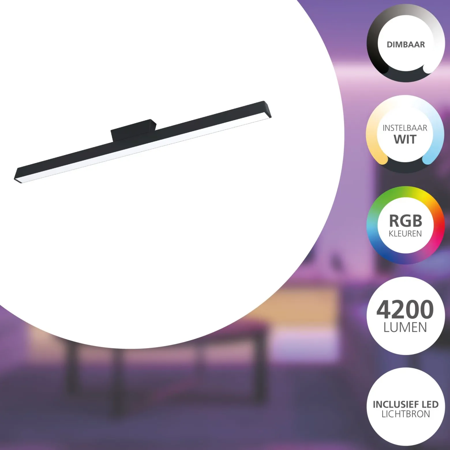 Eglo Connect.Z Smart Taklampa Simolaris-Z Aluminium Svart 34.3W 3960lm - 827-865 Justerbar Vit | Dimbar