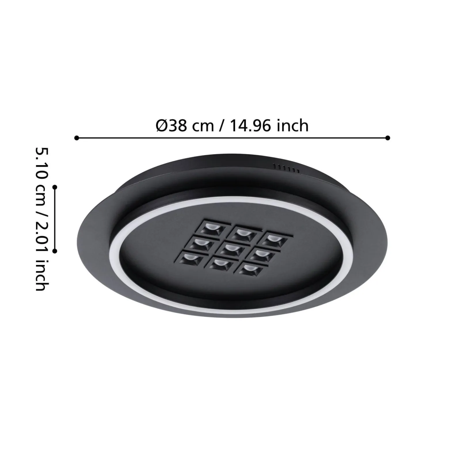 Eglo Taklampa Balazote Stål Svart 205W 3425lm - 827-865 Justerbar Vit | 380mm - Dimbar