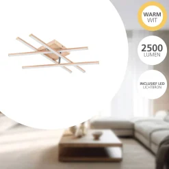 Eglo Taklampa Lasana 4 Stål Aluminium Trä 205W 2500lm - 830 Varm Vit