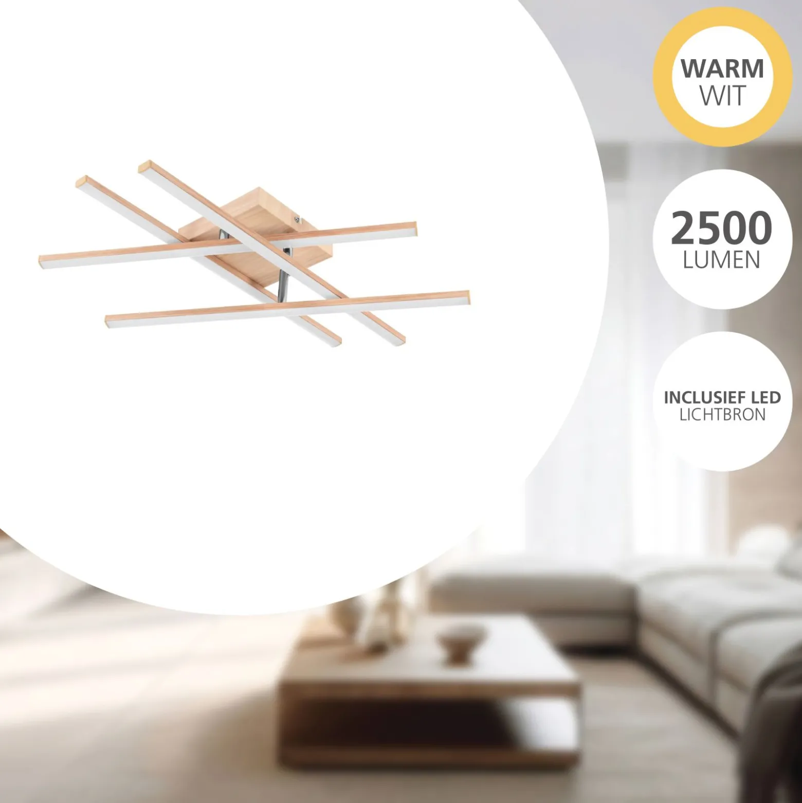 Eglo Taklampa Lasana 4 Stål Aluminium Trä 205W 2500lm - 830 Varm Vit