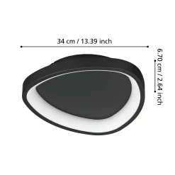 Eglo Taklampa Loretello Plast Stål Svart Vit 12W 1440lm - 827-865 Justerbar Vit | 350mm - Dimbar