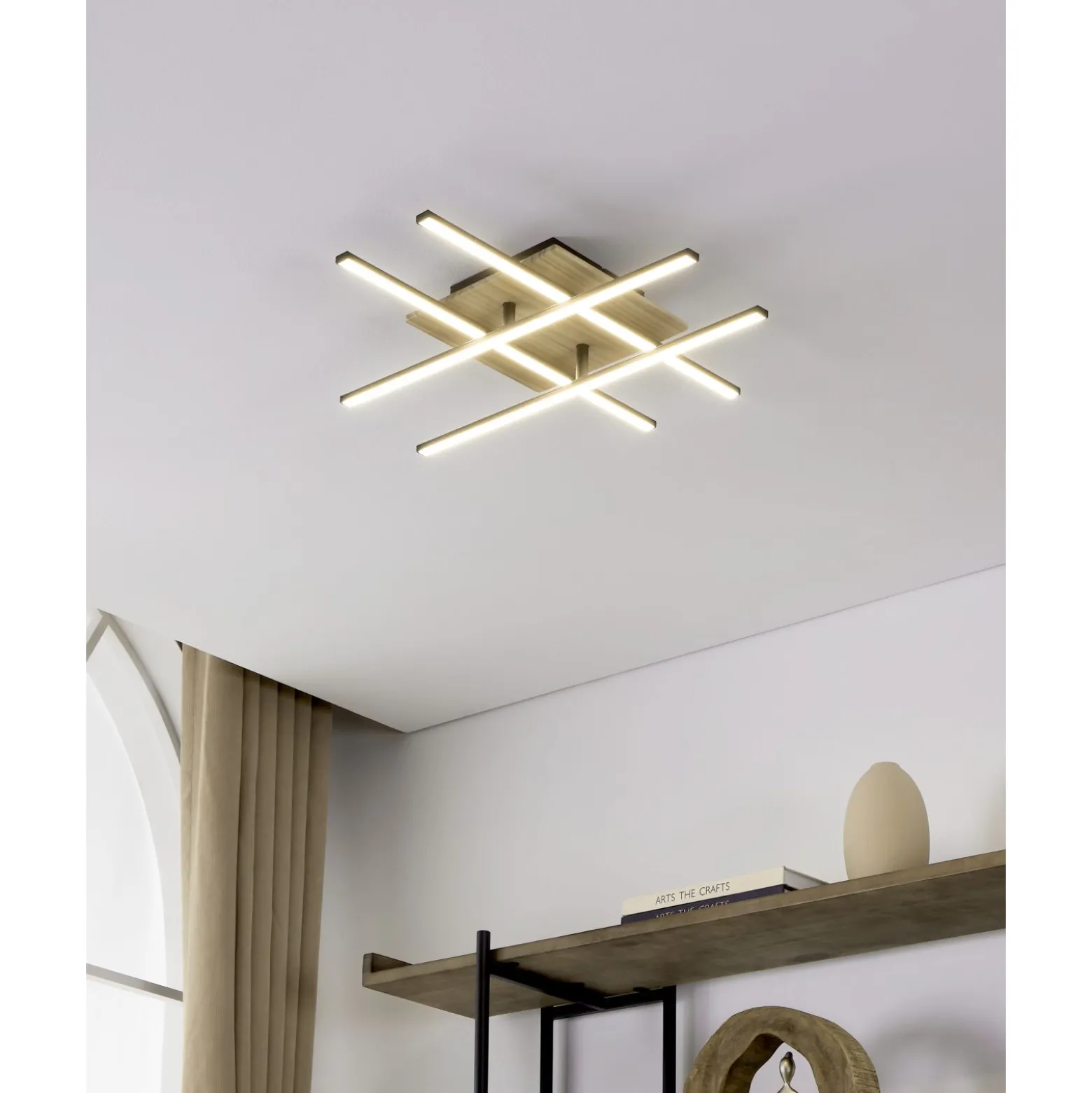 Eglo Taklampa Marinello 1 Aluminium Stål Svart Trä 53W 2800lm - 830 Varm Vit