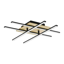Eglo Taklampa Marinello 1 Aluminium Stål Svart Trä 53W 2800lm - 830 Varm Vit