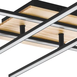 Eglo Taklampa Marinello 1 Aluminium Stål Svart Trä 53W 2800lm - 830 Varm Vit