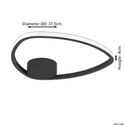 Eglo Taklampa Moschella Stål Aluminium Svart 97W 1500lm - 827-865 Justerbar Vit | 375mm