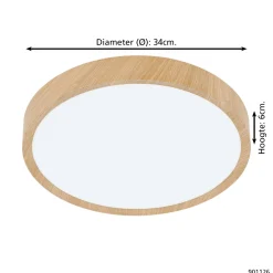 Eglo Taklampa Musurita Plast Stål Trä 146W 1600lm - 830 Varm Vit | 340mm - IP44