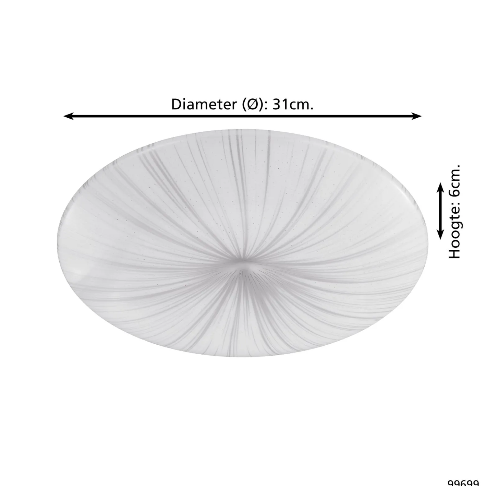 Eglo Taklampa Nieves Stål Vit 10W 1100lm - 830 Varm Vit | 310mm