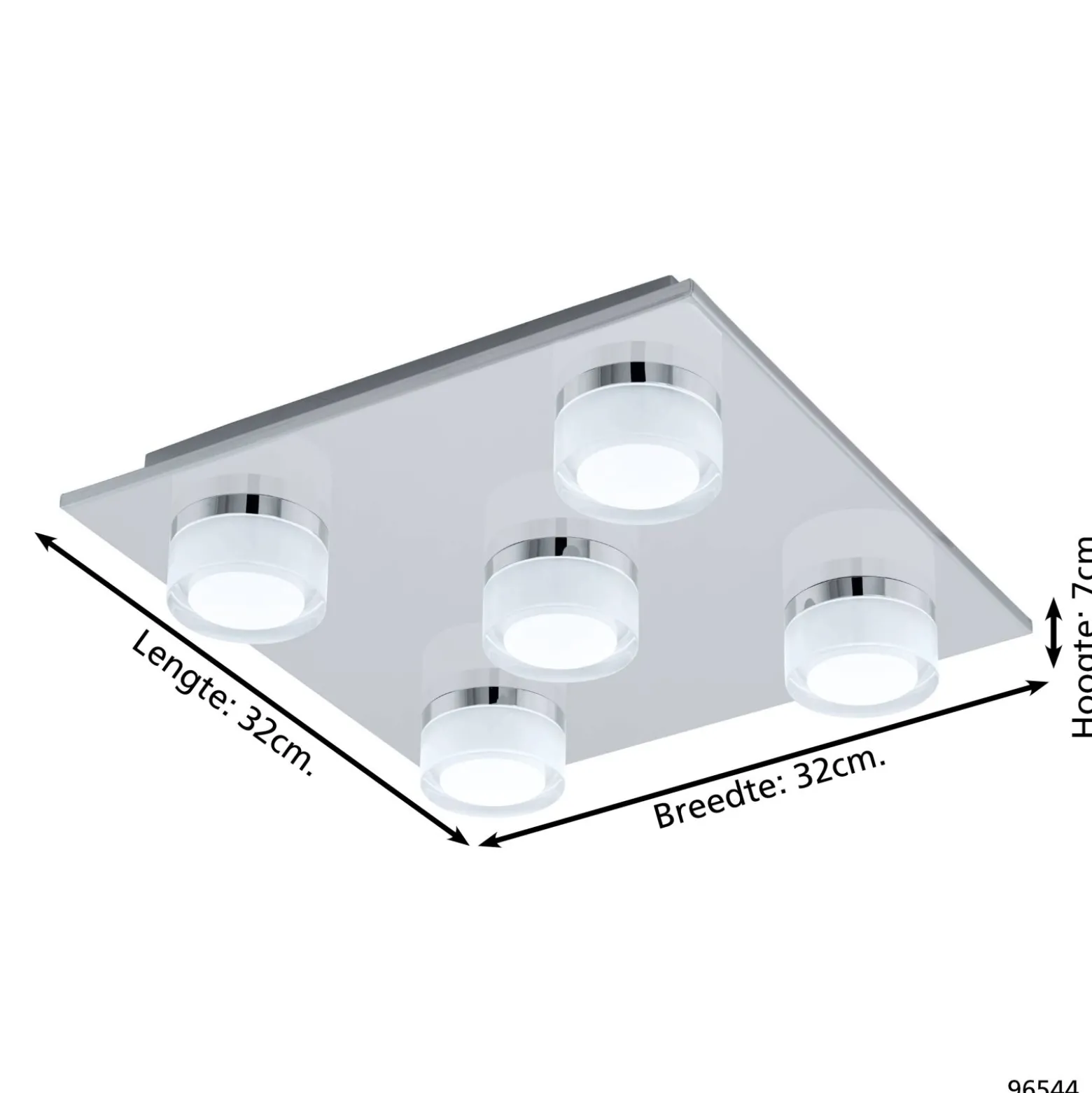 Eglo Taklampa Romendo 1 Stål Krom 54W 3750lm - 830 Varm Vit | IP44 - Dimbar