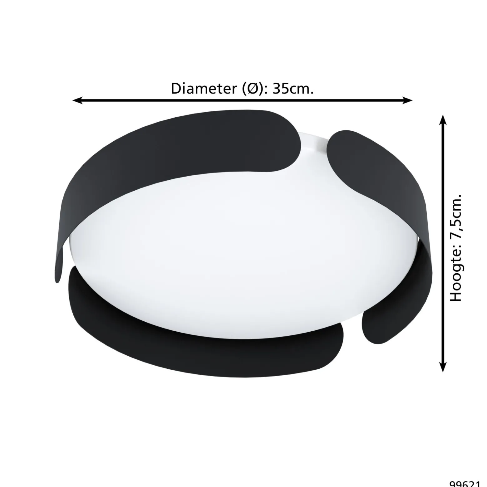 Eglo Taklampa Valcasotto Stål Svart Vit 20W 2400lm - 830 Varm Vit | 370mm