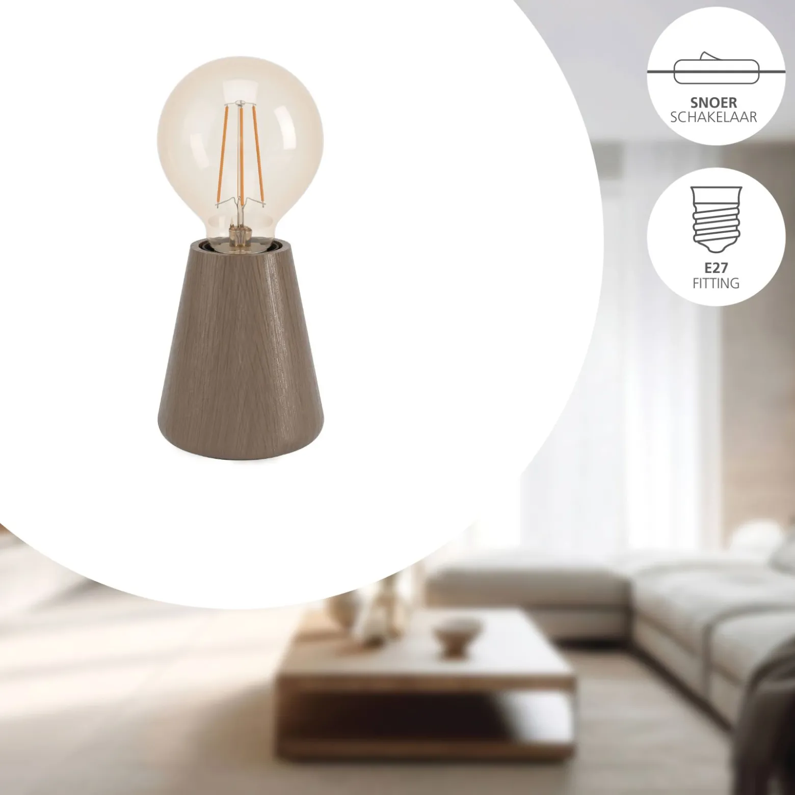 Eglo Bordslampa Asby Trä Brun | Passande För 1x E27