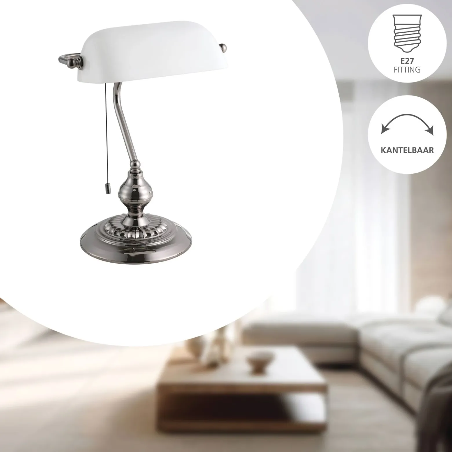 Eglo Bordslampa Banker Stål Vit | Passande För 1x E27