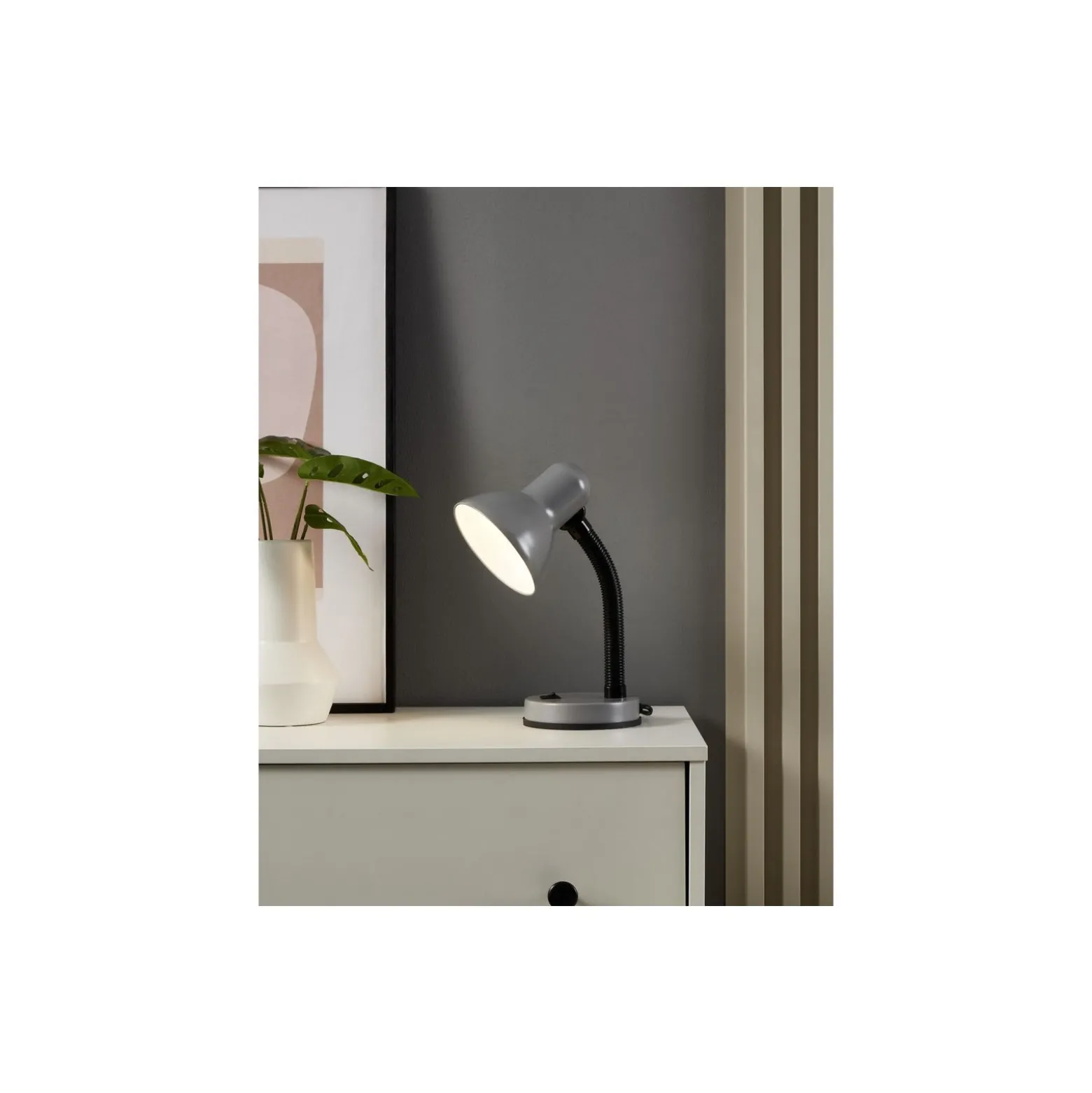 Eglo Bordslampa Basic 1 Stål Silver | IP20 - Passande för 1x E27