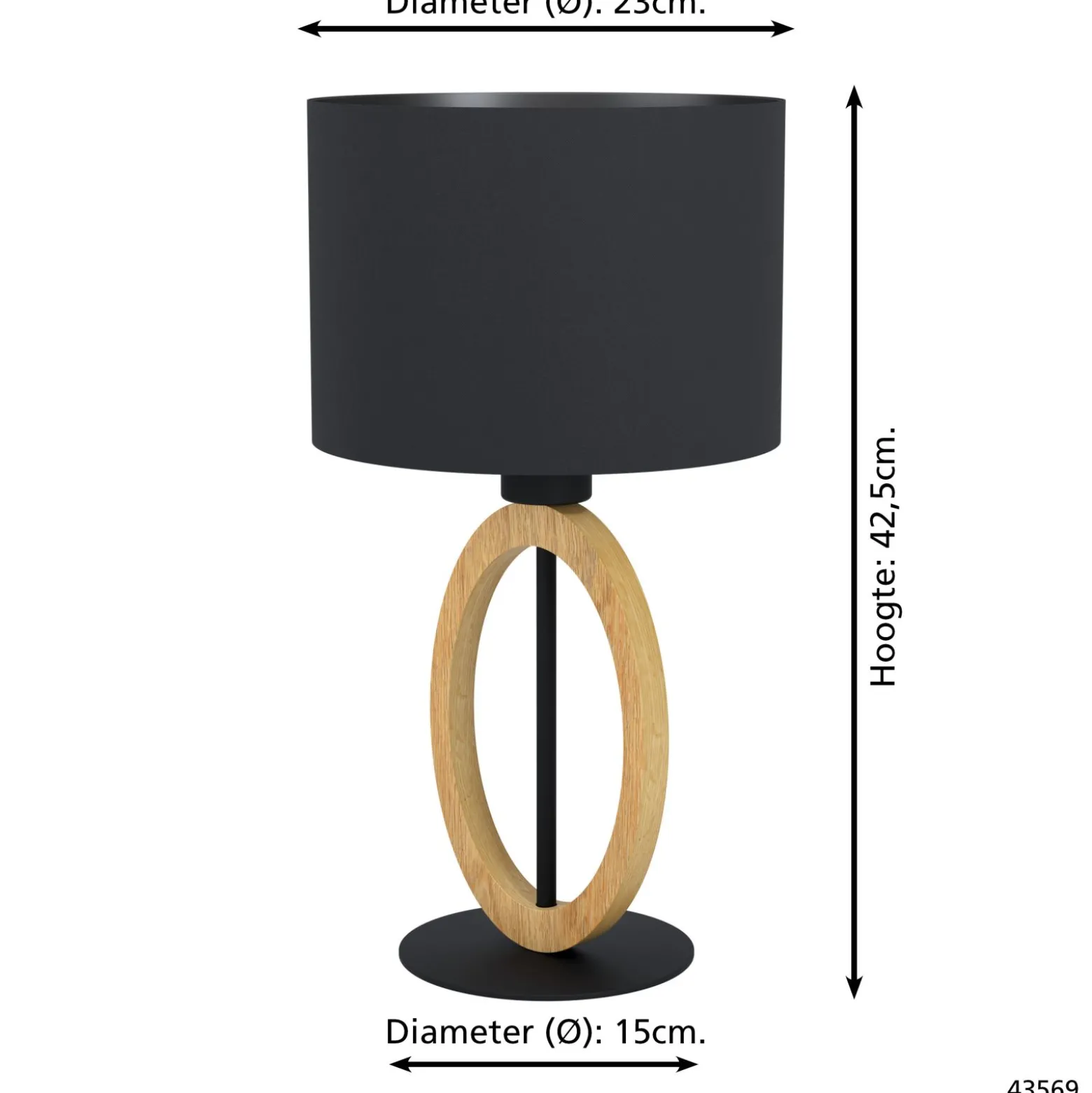 Eglo Bordslampa Basildon 1 Stål Svart Trä | Passande För 1x E27