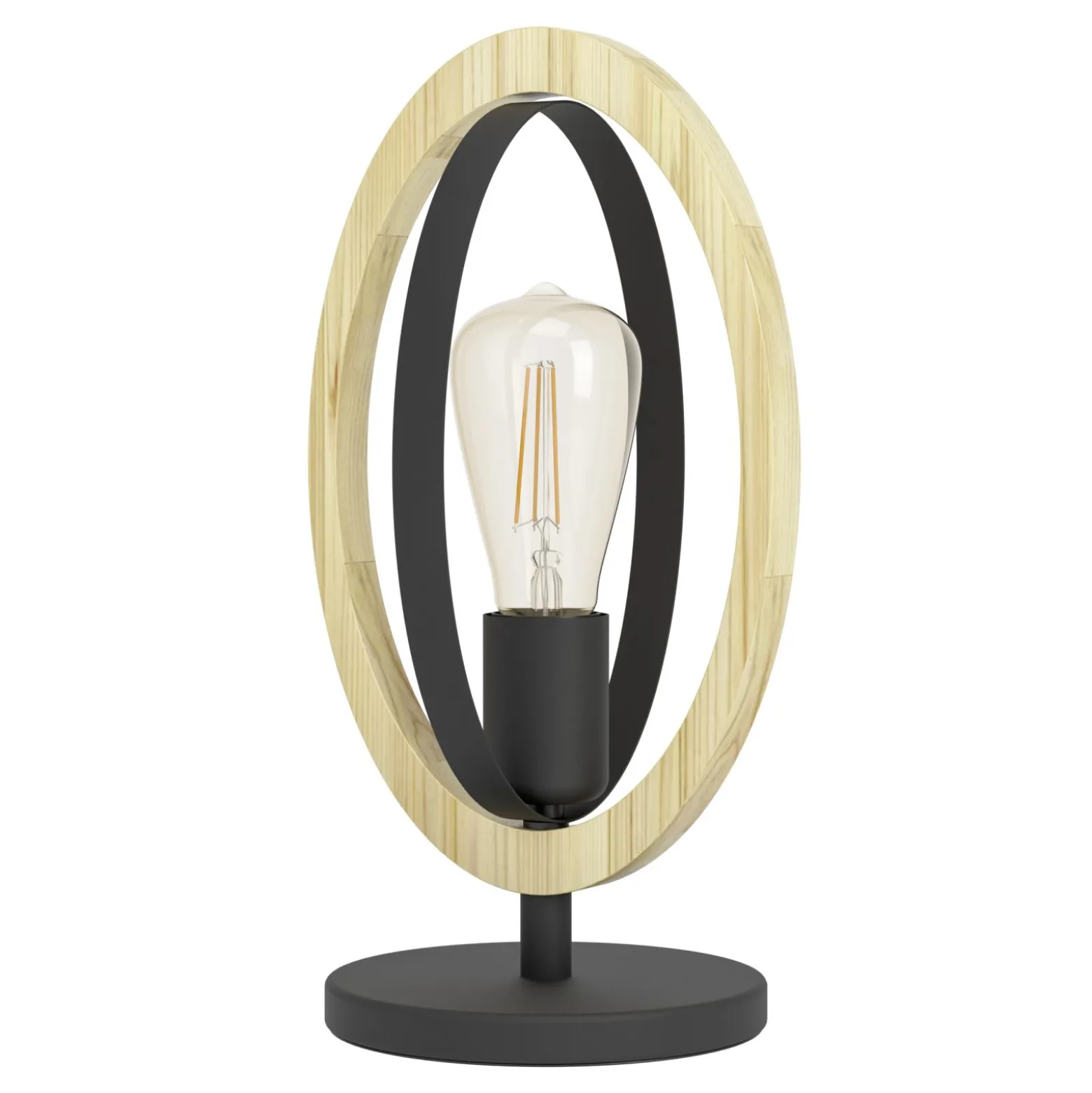 Eglo Bordslampa Basildon Stål Svart Trä | Passande För 1x E27