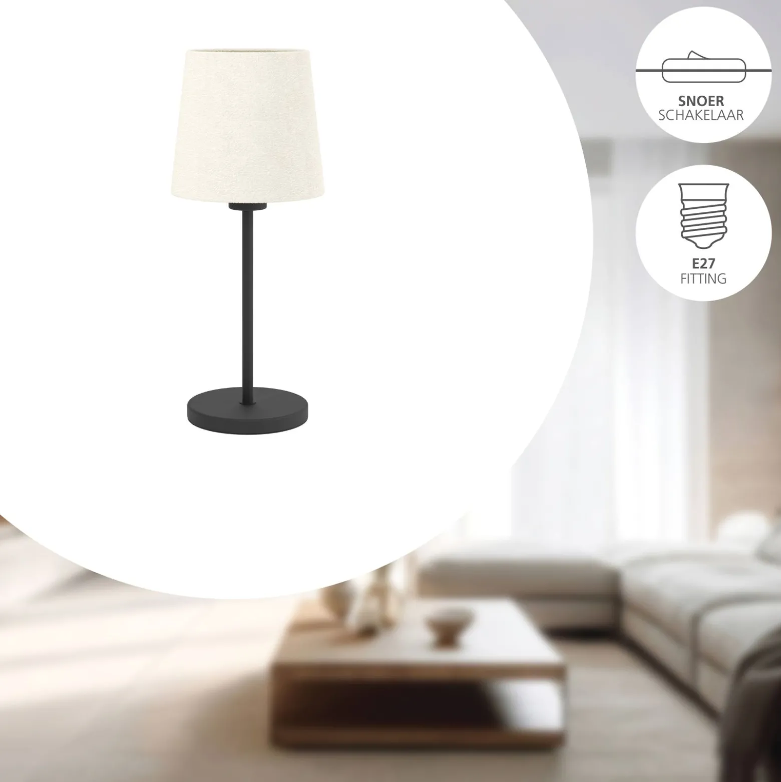 Eglo Bordslampa Febres Stål Svart | Passande För 1x E27