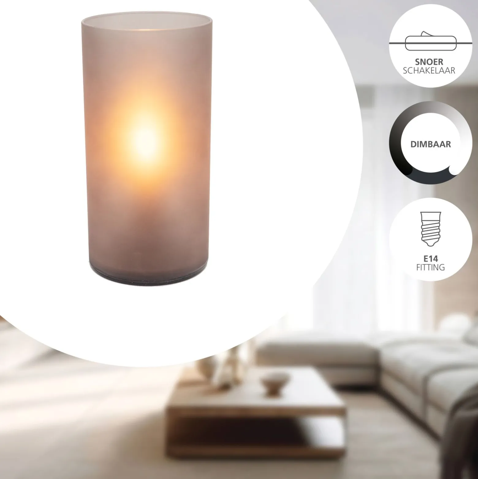 Eglo Bordslampa Geo Glas Grå | Passande För 1x E14