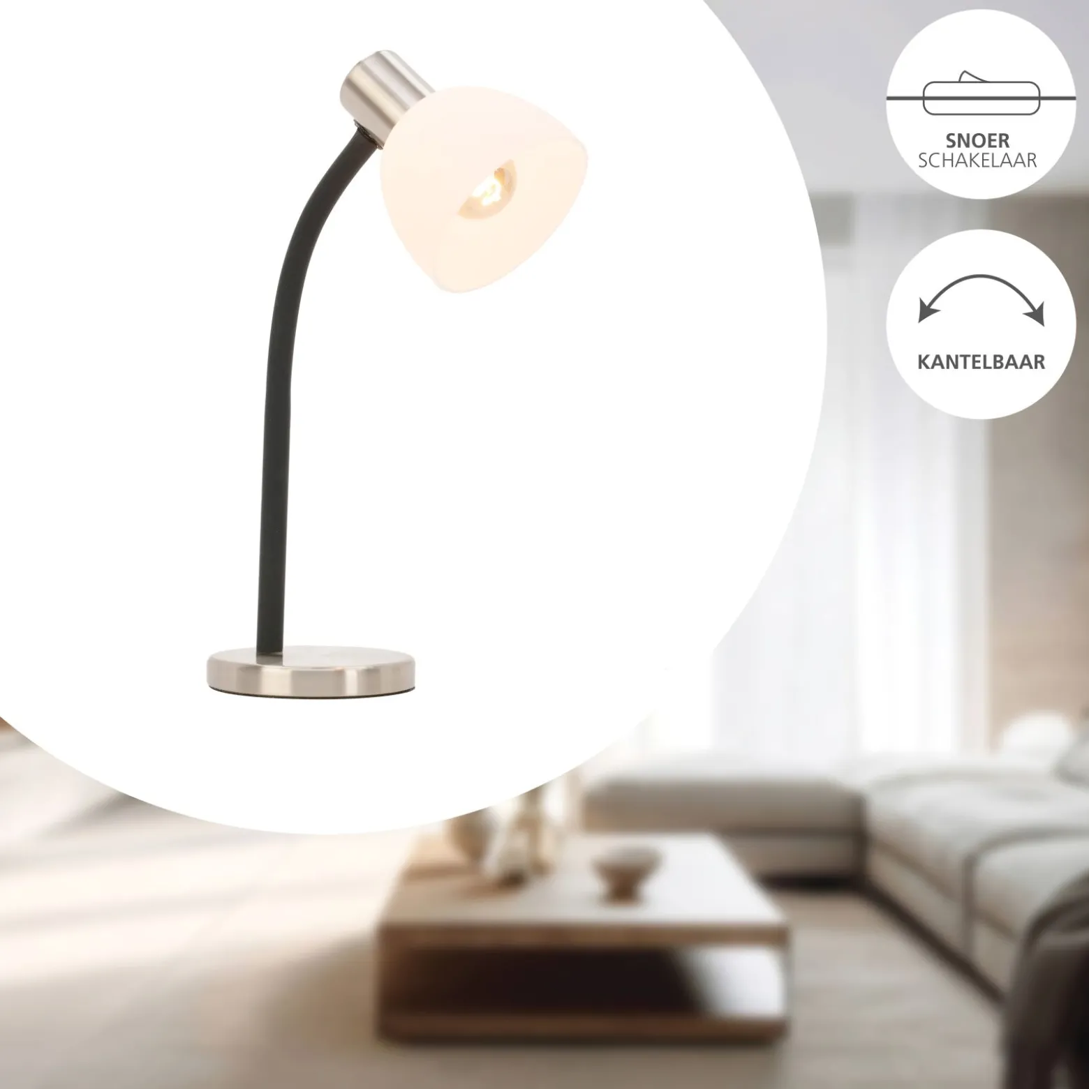 Eglo Bordslampa Macere Stål Vit | Passande För 1x E14