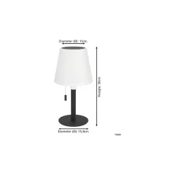 Eglo Bordslampa Montapalma Solar Stål Svart 2W 190lm - 830 Varm Vit | IP54 - Dimbar - USB-C