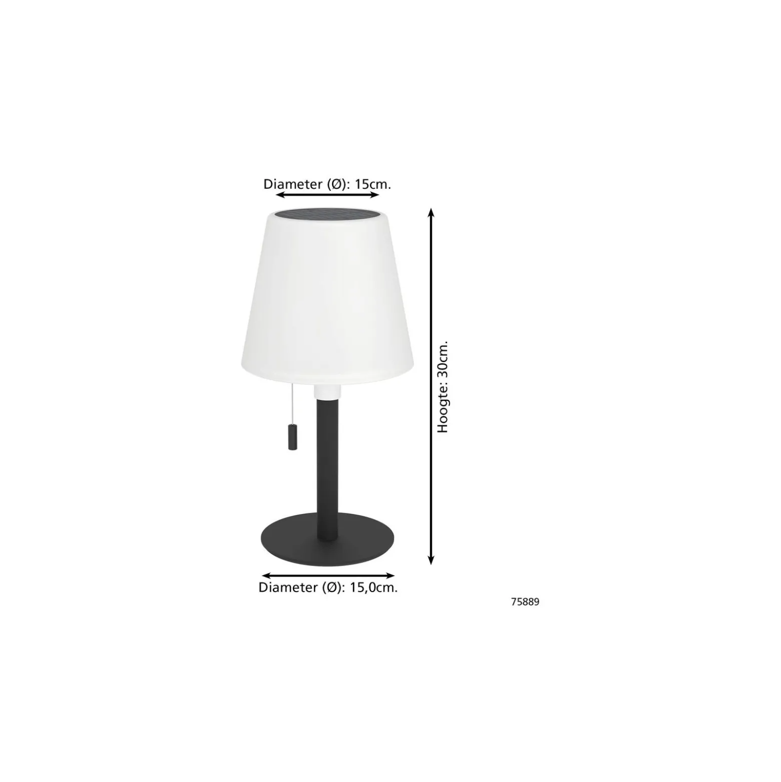 Eglo Bordslampa Montapalma Solar Stål Svart 2W 190lm - 830 Varm Vit | IP54 - Dimbar - USB-C