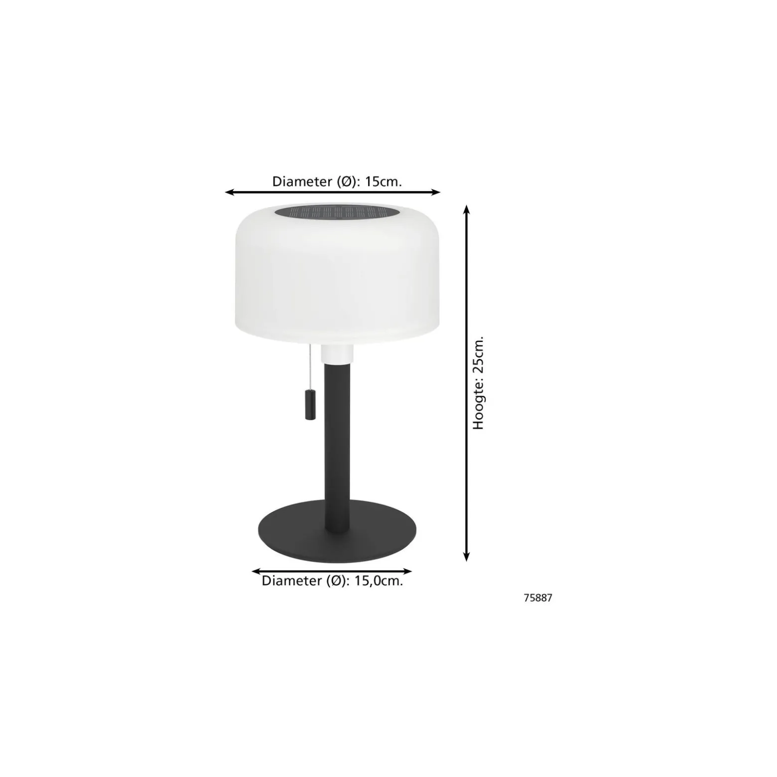 Eglo Bordslampa Montapalma Solar Stål Svart 2W 190lm - 830 Varm Vit | IP54 - Dimbar - USB-C
