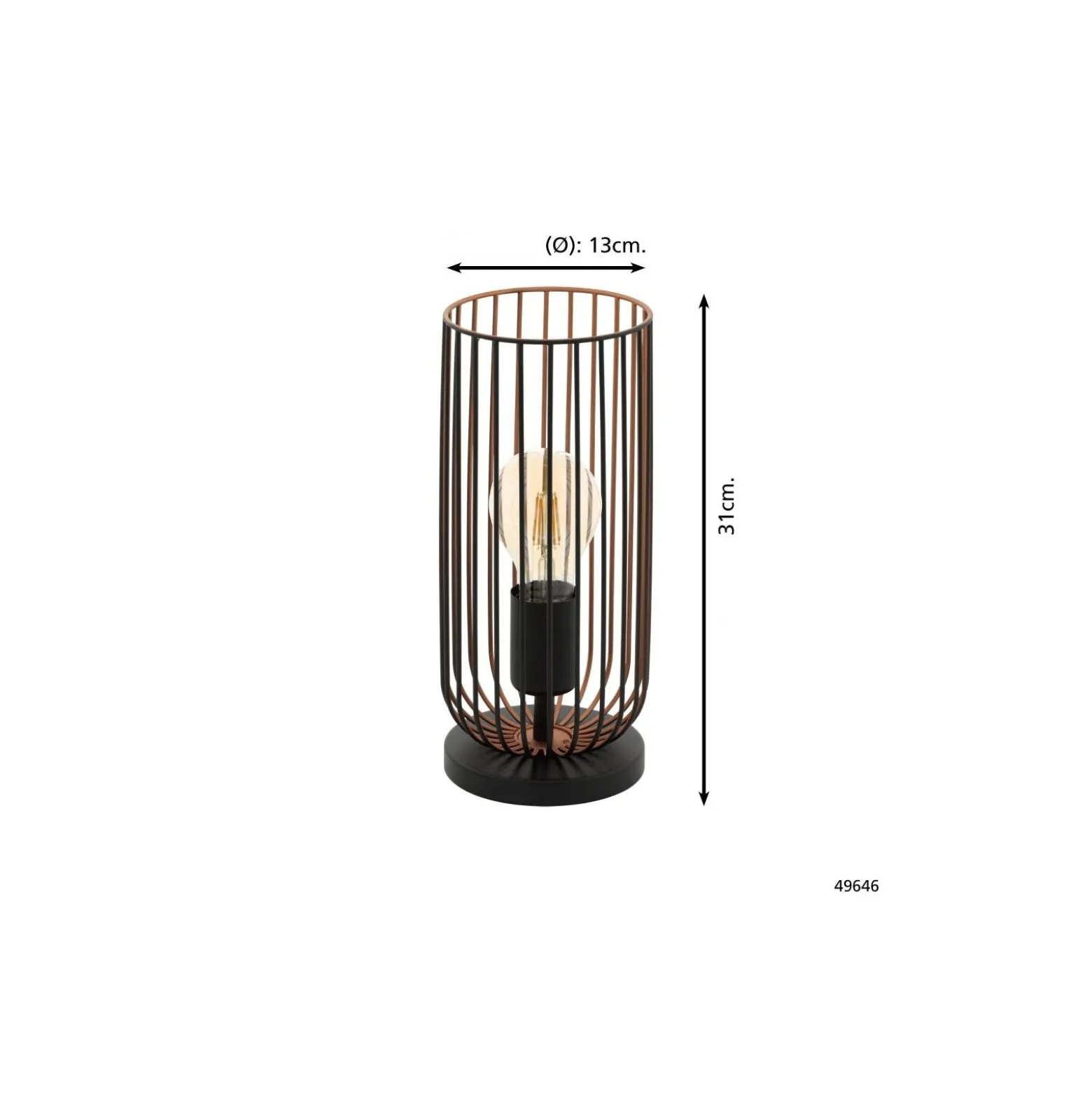 Eglo Bordslampa Roccamena Svart, Koppar | Passande för 1x E27