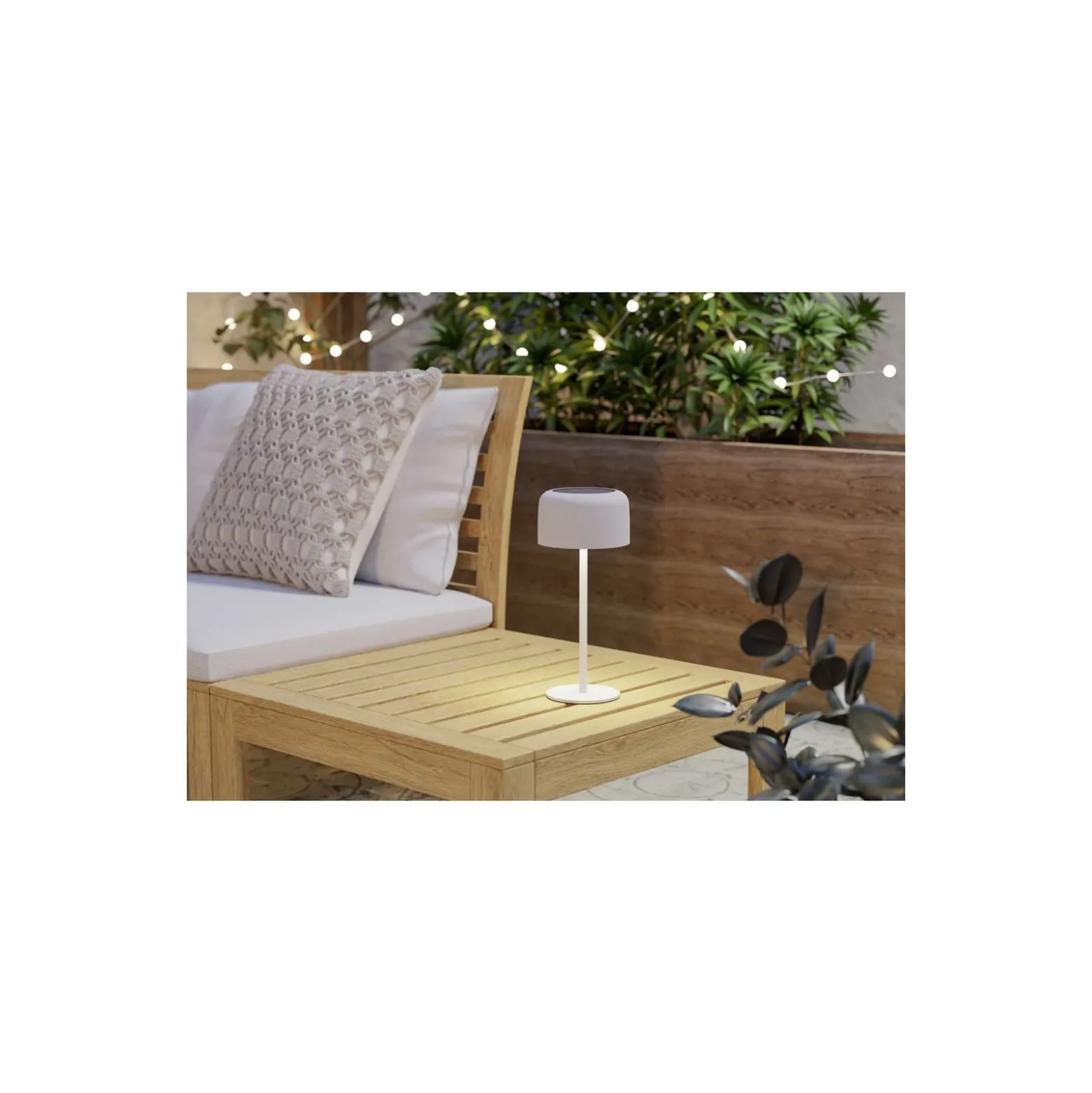 Eglo Bordslampa Roccanova Solar Stål Vit 2W 270lm - 830 Varm Vit | IP44 - Touchdimmerbar - USB-C