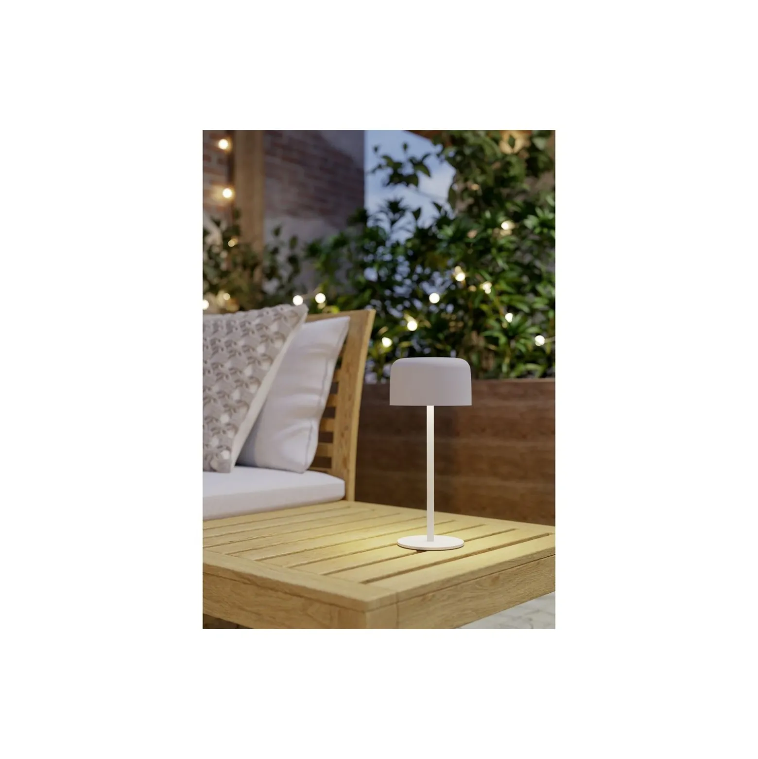 Eglo Bordslampa Roccanova Solar Stål Vit 2W 270lm - 830 Varm Vit | IP44 - Touchdimmerbar - USB-C