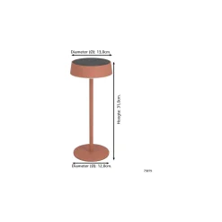 Eglo Bordslampa Simeri Solar Stål Apelsin 3W 250lm - 830-860 Justerbar Vit | IP44 - Touchdimmerbar - USB-C