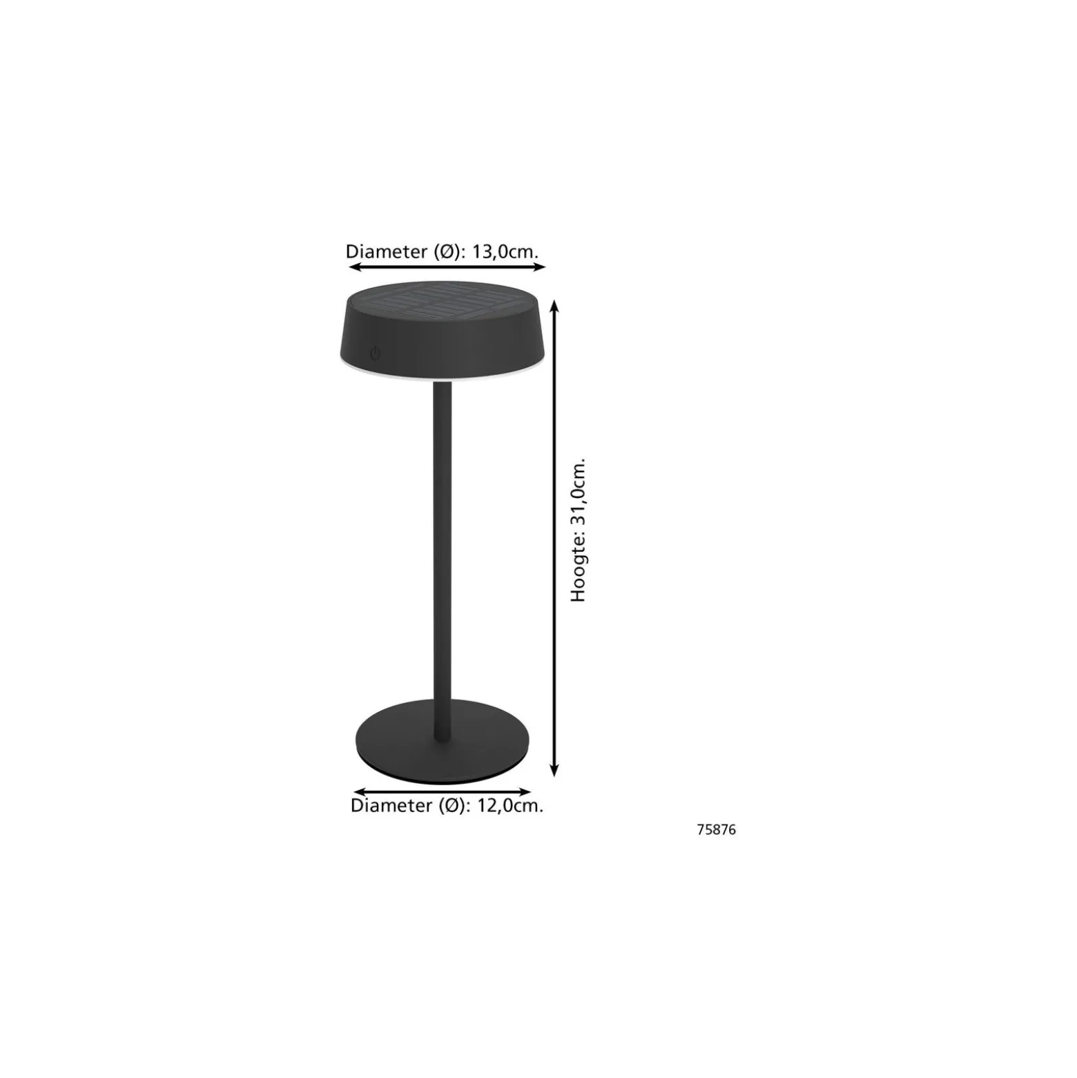 Eglo Bordslampa Simeri Solar Stål Svart 3W 250lm - 830-860 Justerbar Vit | IP44 - Touchdimmerbar - USB-C
