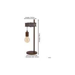 Eglo Bordslampa Townshend 4 Stål Brun Svart | IP20 - Passande för 1x E27