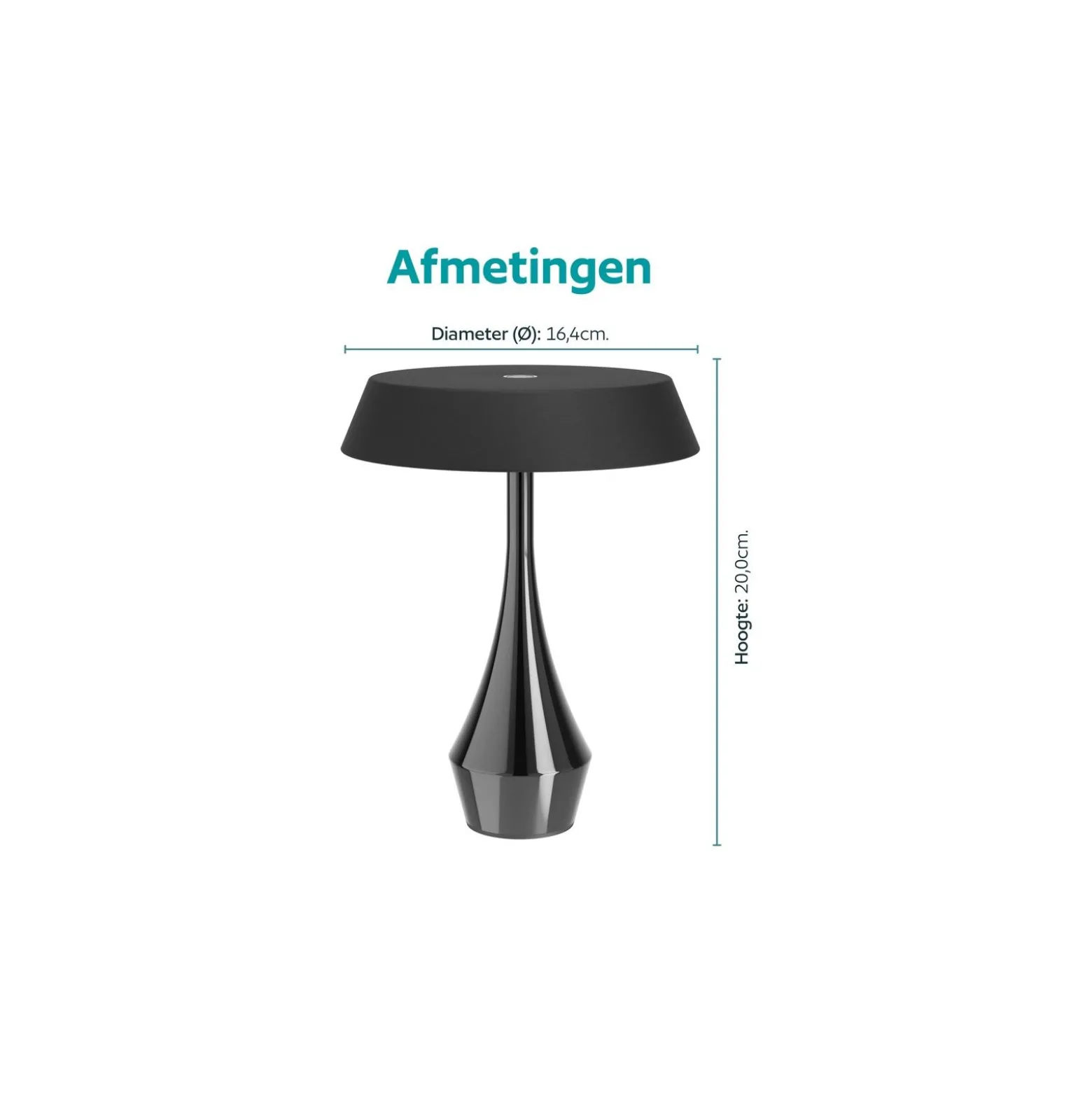 Eglo Bordslampa Turcio Stål Svart 5W 310lm - 825-830-840 CCT | IP44 - Touch Dimbar - USB-C