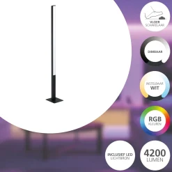 Eglo Connect.Z Smart Golvlampa Simolaris-Z Aluminium Svart 34W 3960lm - 827-865 Justerbar Vit | Dimbar