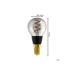 Eglo Connect.Z Smart LED Boll E14 Filament Smokey 4W 150lm - 820 Extra Varm Vit | Dimbar - Ersättare 15W