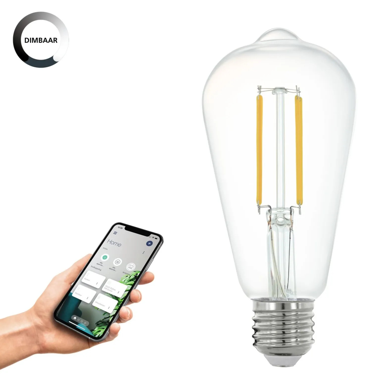 Eglo Connect.Z Smart LED E27 Edison Filament Klar 6W 806lm - 827 Extra Varm Vit | Dimbar - Ersättare 60W