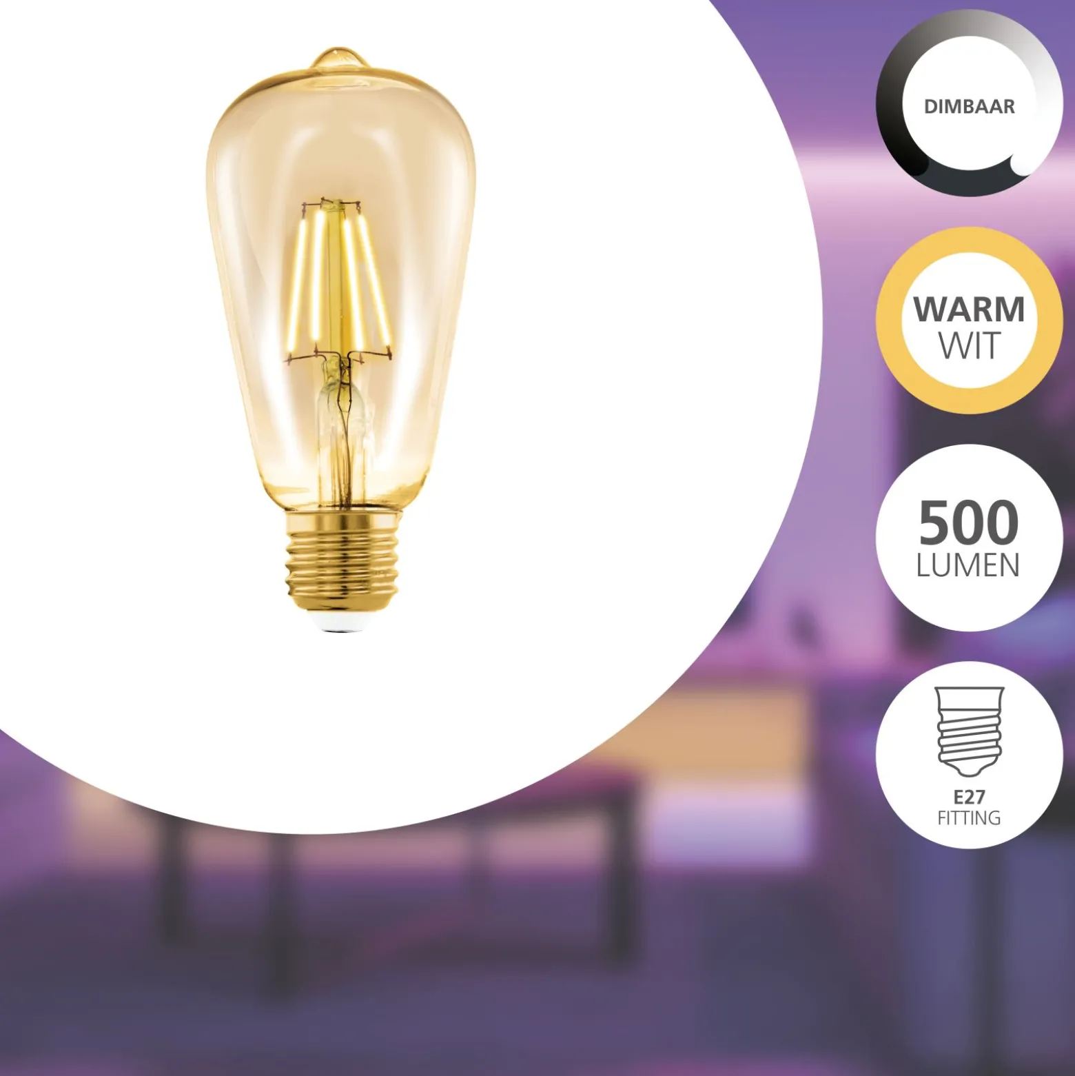 Eglo Connect.Z Smart LED E27 Edison Filament Klar 4W 500lm - 822 Extra Varm Vit | Dimbar - Ersättare 40W