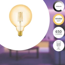 Eglo Connect.Z Smart LED E27 Globe Filament Klar 6W 650lm - 822 Extra Varm Vit | Dimbar - Ersättare 60W