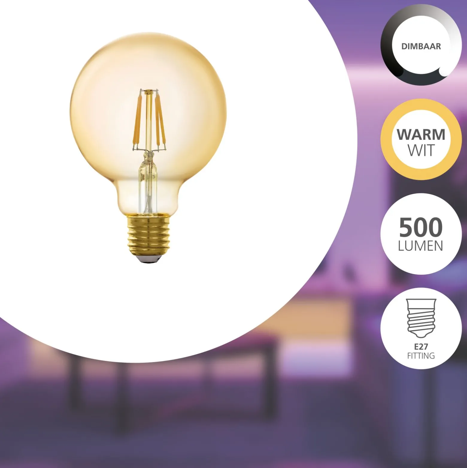 Eglo Connect.Z Smart LED E27 Globe Filament Klar 4W 500lm - 822 Extra Varm Vit | Dimbar - Ersättare 40W